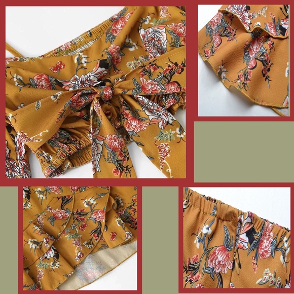 Off Shoulder Ruched Vintage Boho Flare Sleeve Mini - Picture 6 of 7